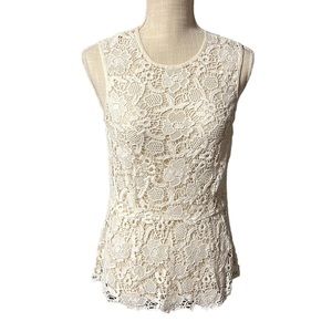 Cabi Sleeveless Tank Top Blouse Shirt White Lace Womens Size M